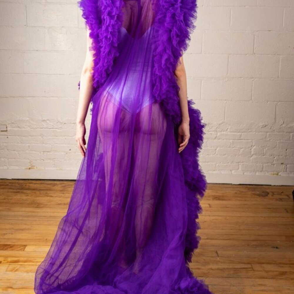 Sophisticated Semi Sheer Opera Coat - Picture 3 of 4